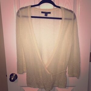 Express wraparound sweater sheer beading M…